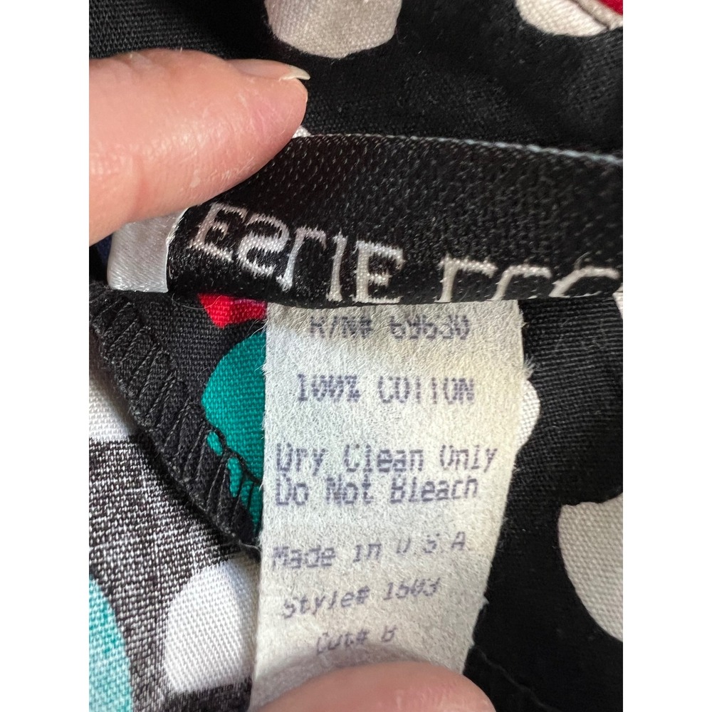 Leslie Lucks Vintage Dress Women 8 Black Floral Polka Dot Excellent Cottagecore - Picture 7 of 10
